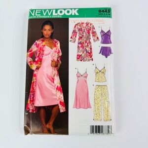 New Look Sewing Pattern 6443 Robe Gown Pajamas Womens Size A 6-16
